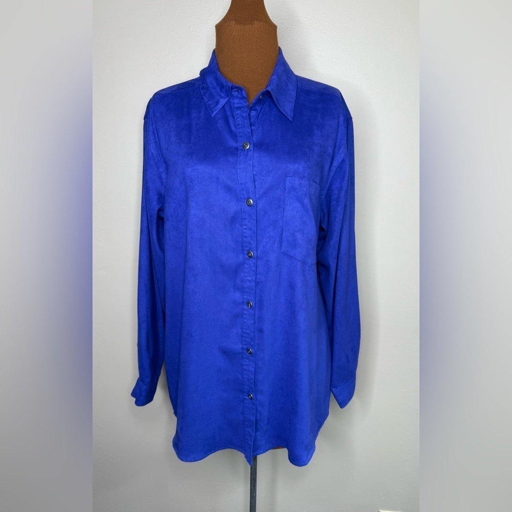 Chico's Design Purple Button-Up Blouse Long Sleeves Size Large